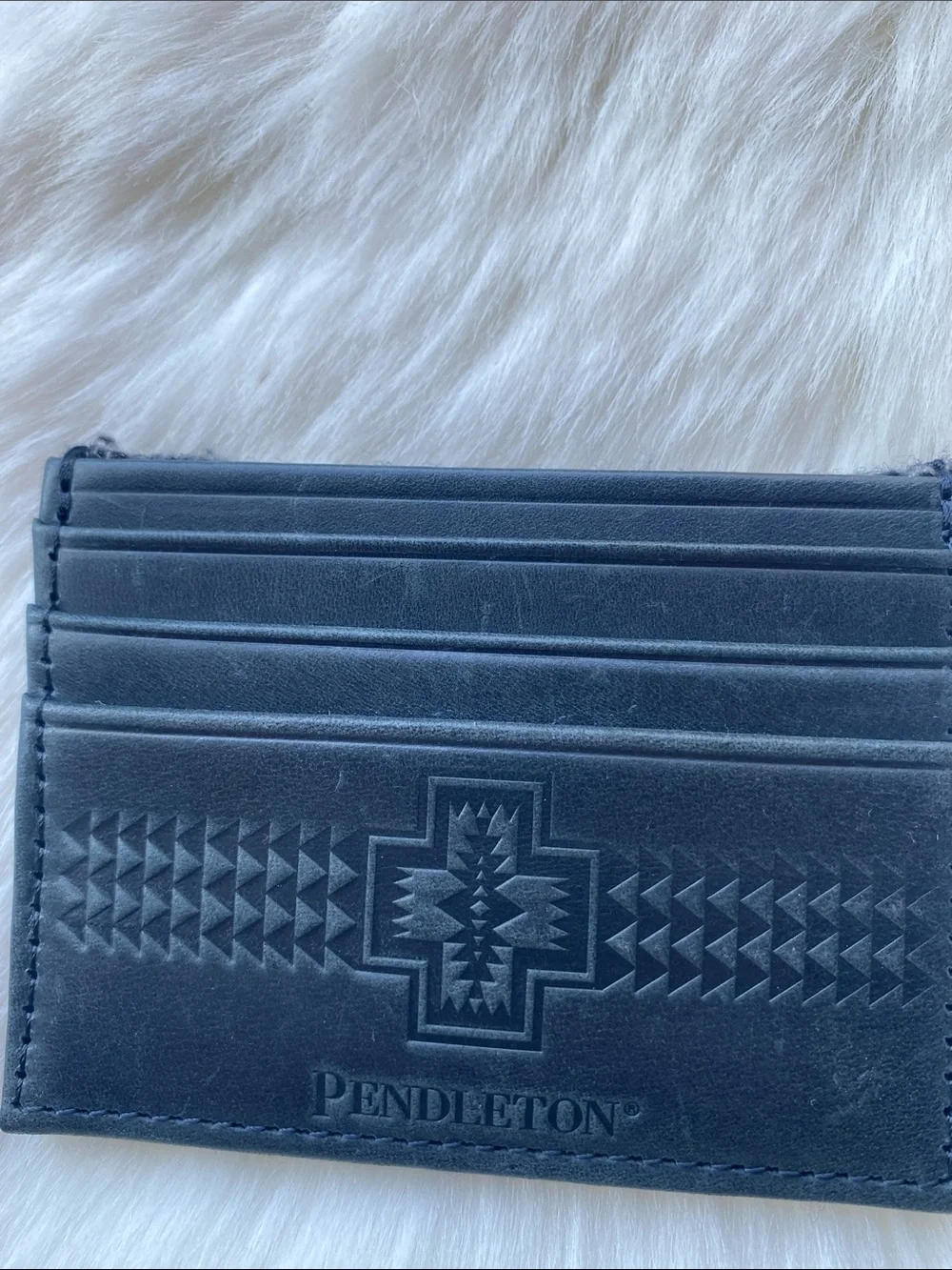 Pendleton Black Embossed Leather Card Holder